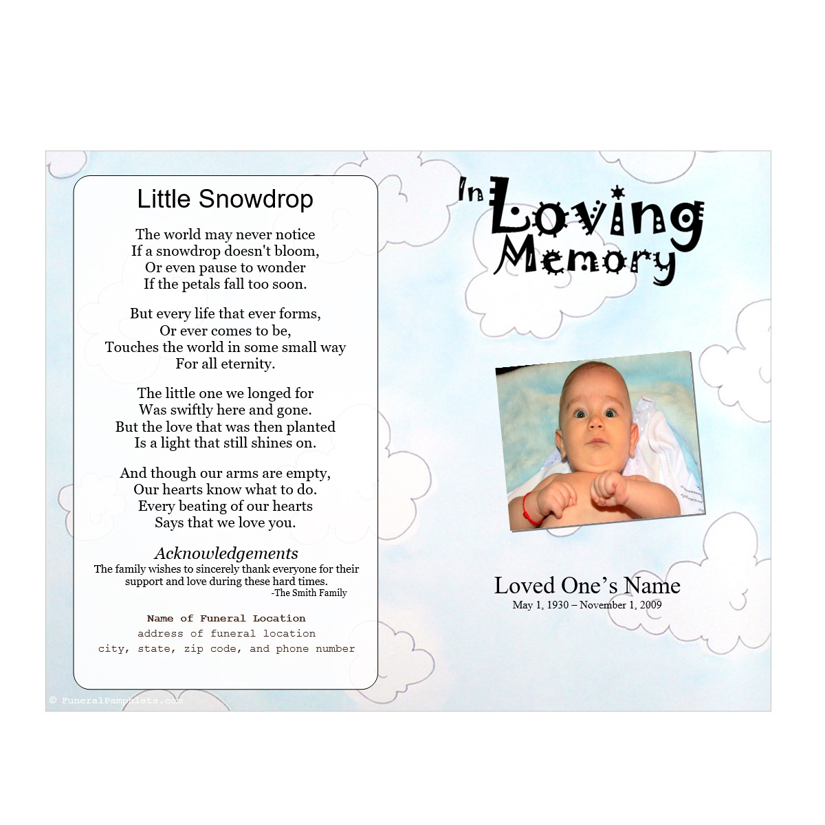 Clouds Youth Memorial Program | Funeral Pamphlets