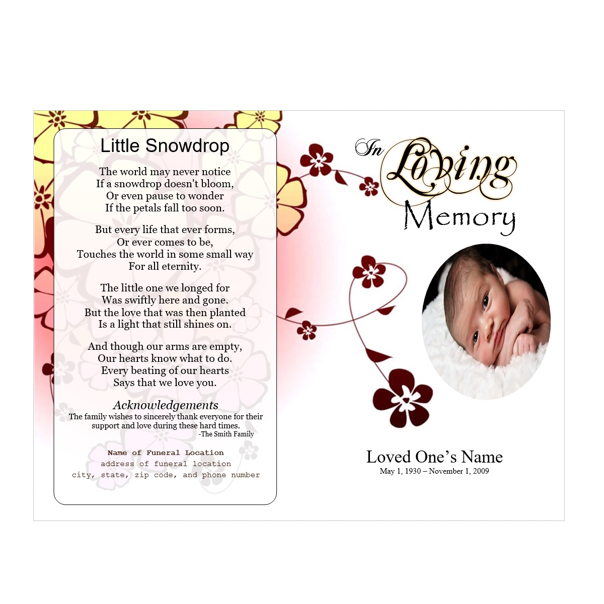 youth funeral template