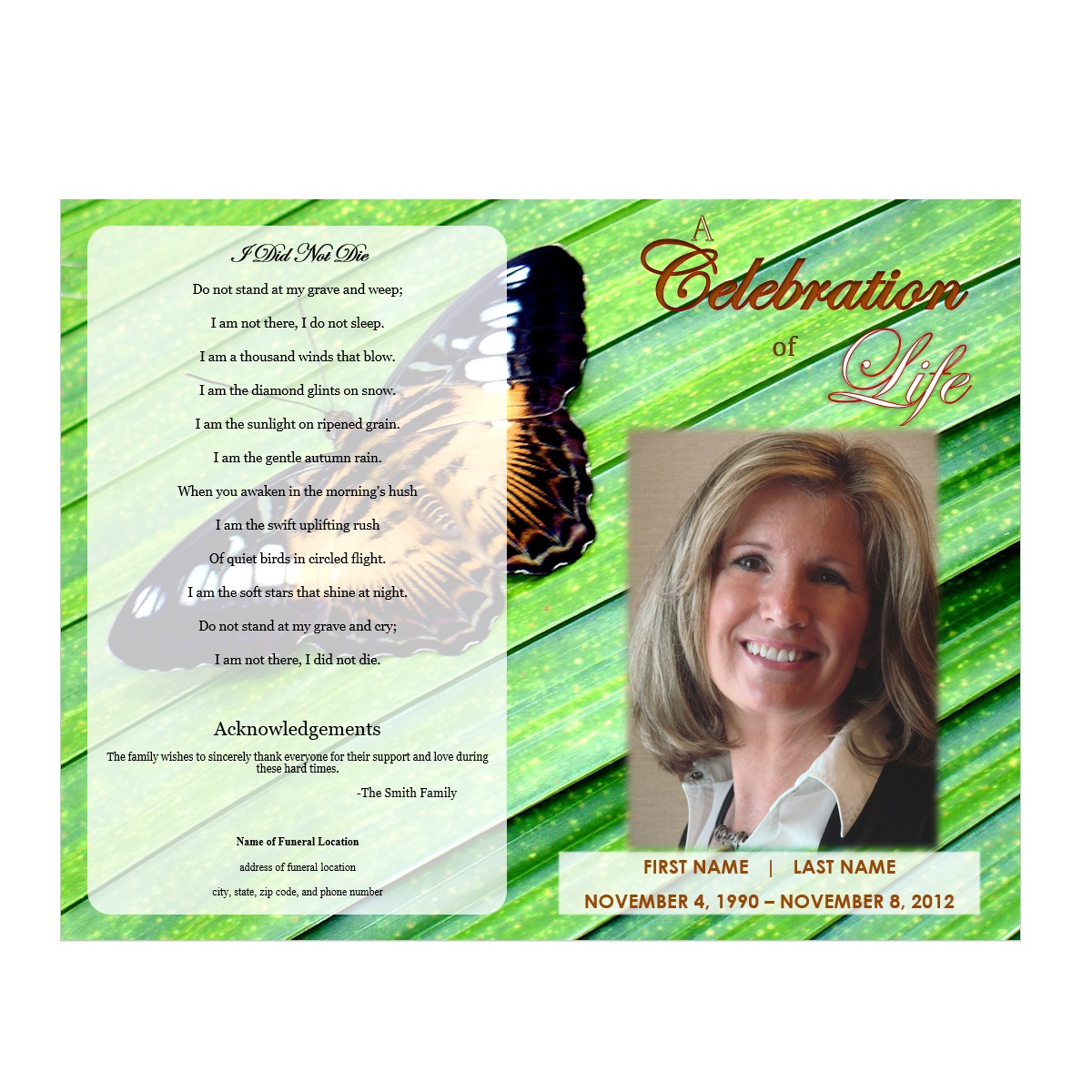 memorial service template