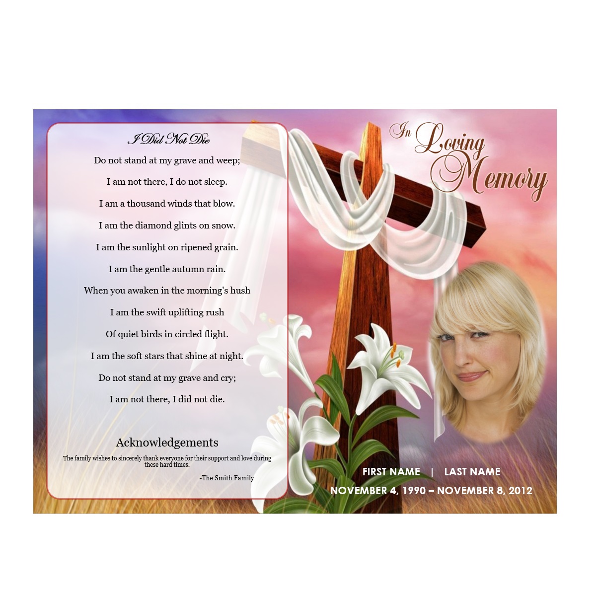 Floral Cross - Funeral Pamphlets