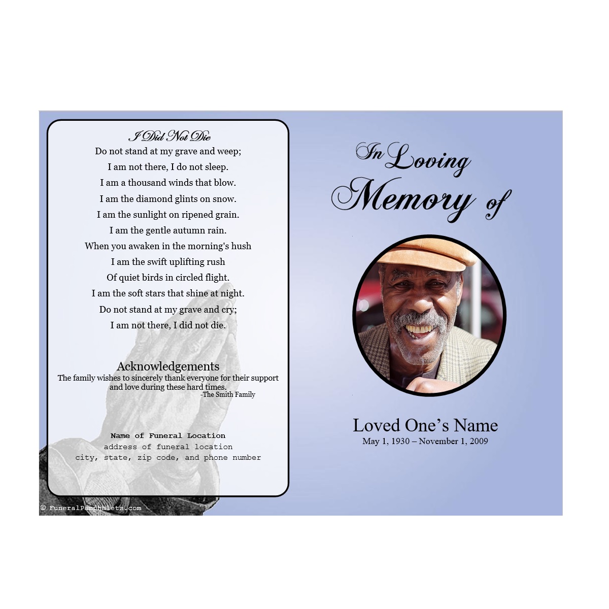 Christian funeral program template1200 x 1200