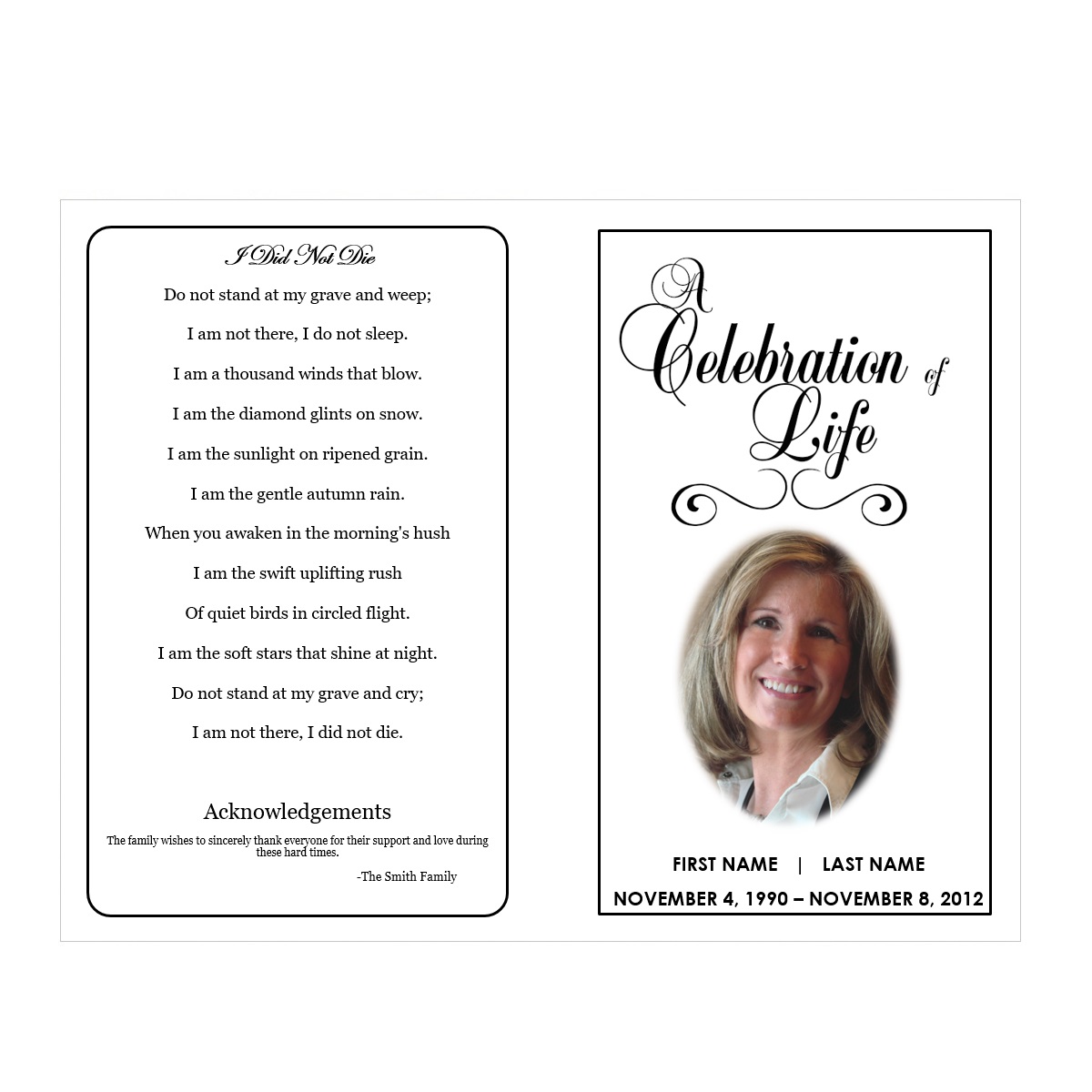 Free Celebration Of Life Program Template from www.funeralpamphlets.com