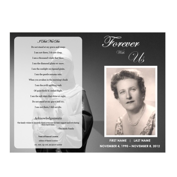 virgin mary funeral program template