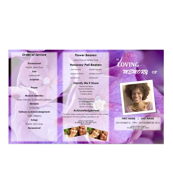 Tri Fold Memorial Service Program Template for download