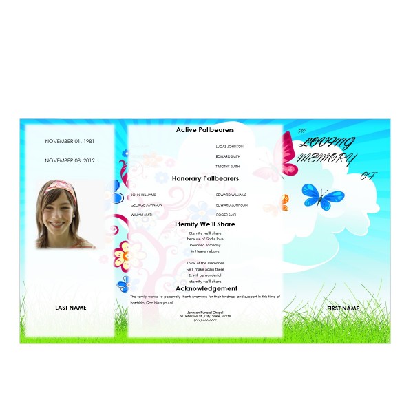 youth gatefold funeral program template microsoft word