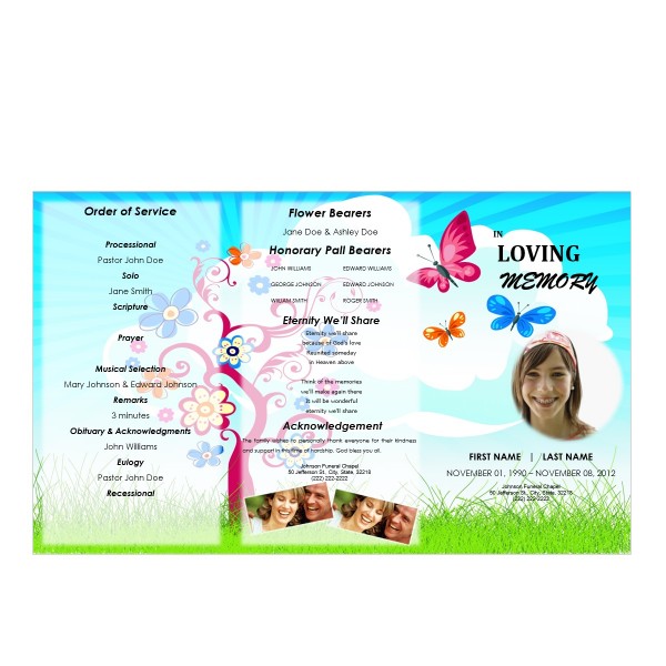 gatefold funeral program for kid