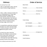 memorial template for funeral