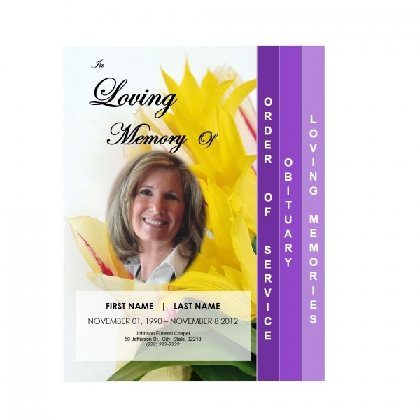 Floral 4 Page Graduated Memorial Service Program