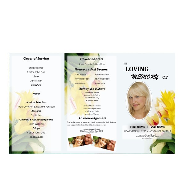Floral Tri Fold Obituary Program Template from Funeral Pamphlets