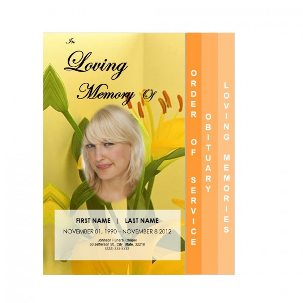 Floral 4 page Graduted fueral service program template