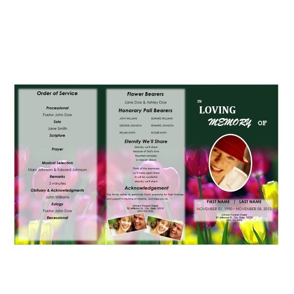Printable Tri Fold Funeral Programs for Mothers