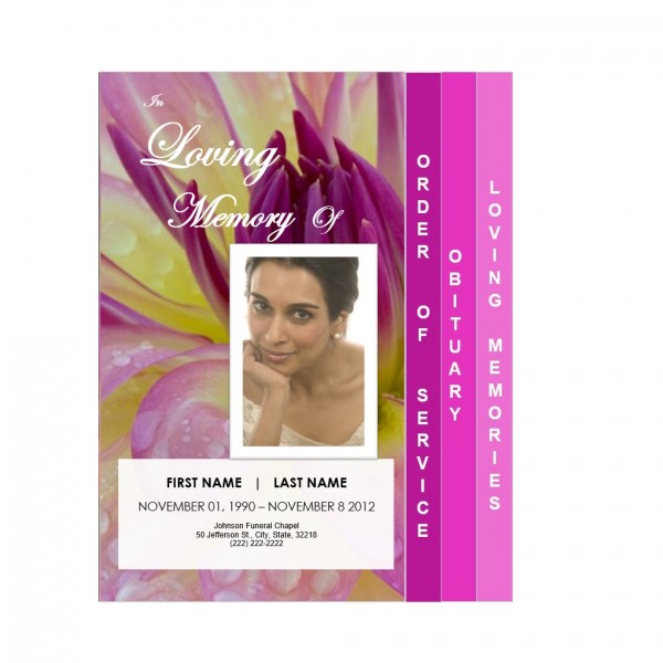 4 Step Graduated Floral Funeral Service Program Template