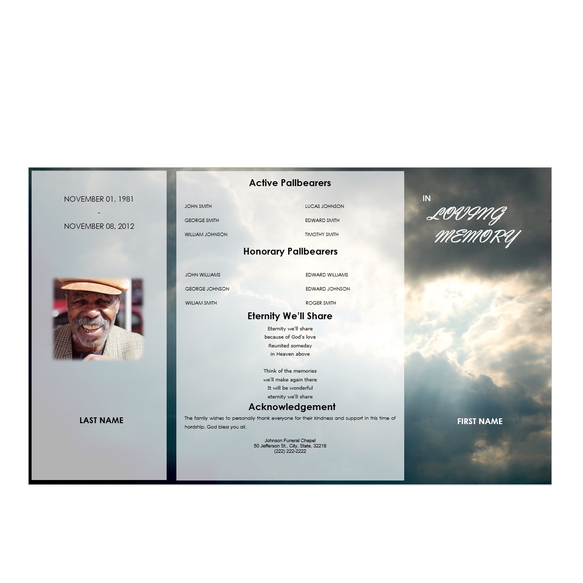 gatefold memorial program