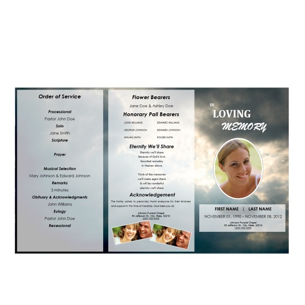 trifold funeral program template