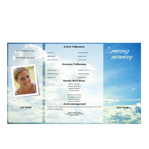 gatefold funeral program template