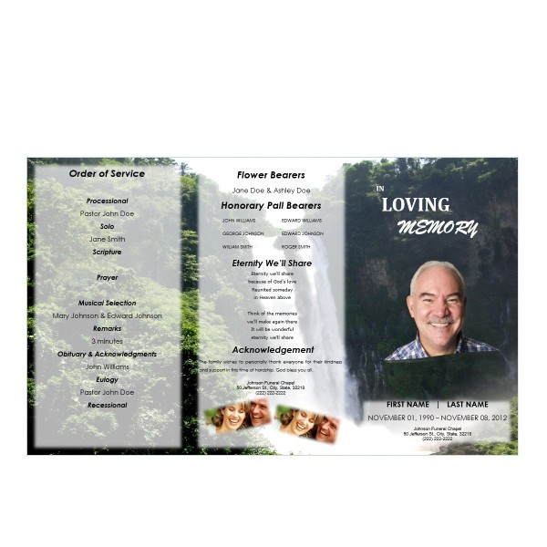 waterfall funeral template