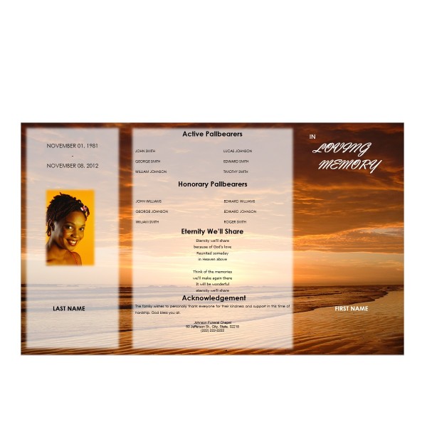sunset funeral program template