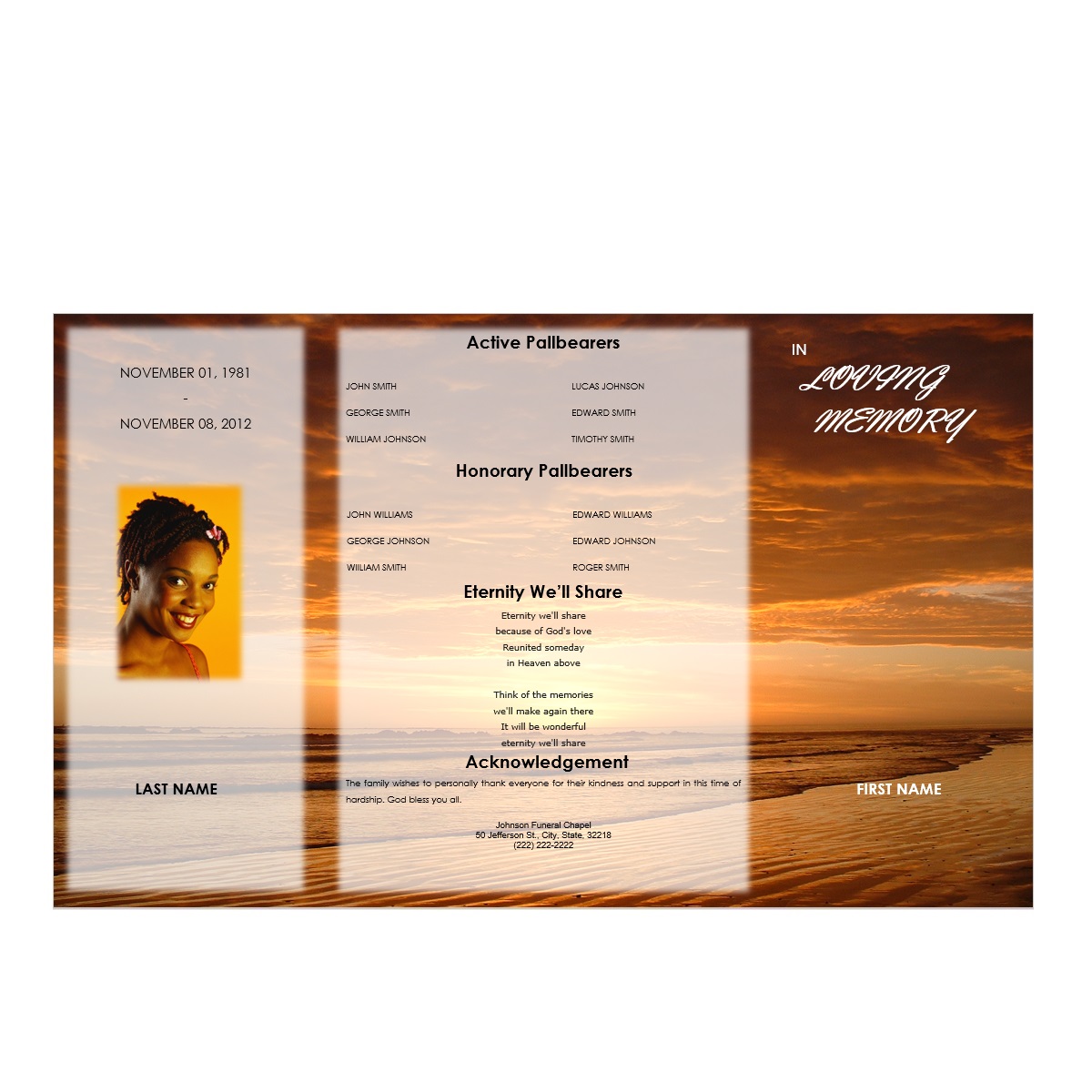 template for a memorial service