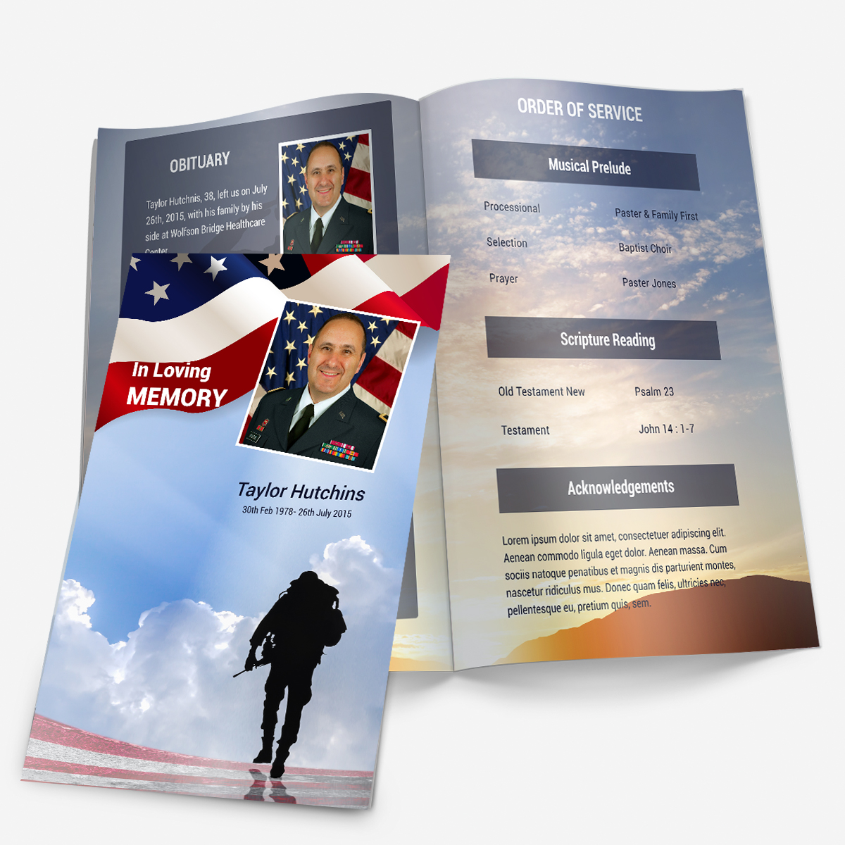 Army funeral program template