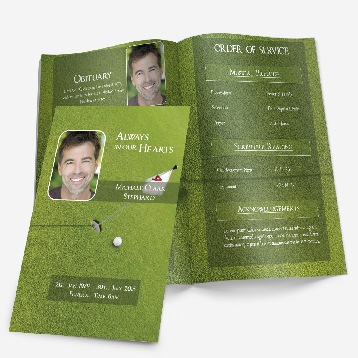 golf memorial template