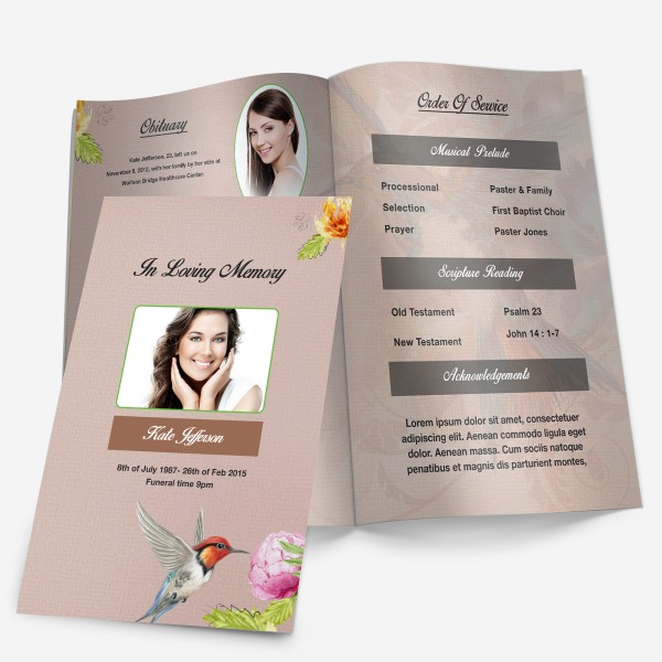 Hummingbird Funeral Service Program