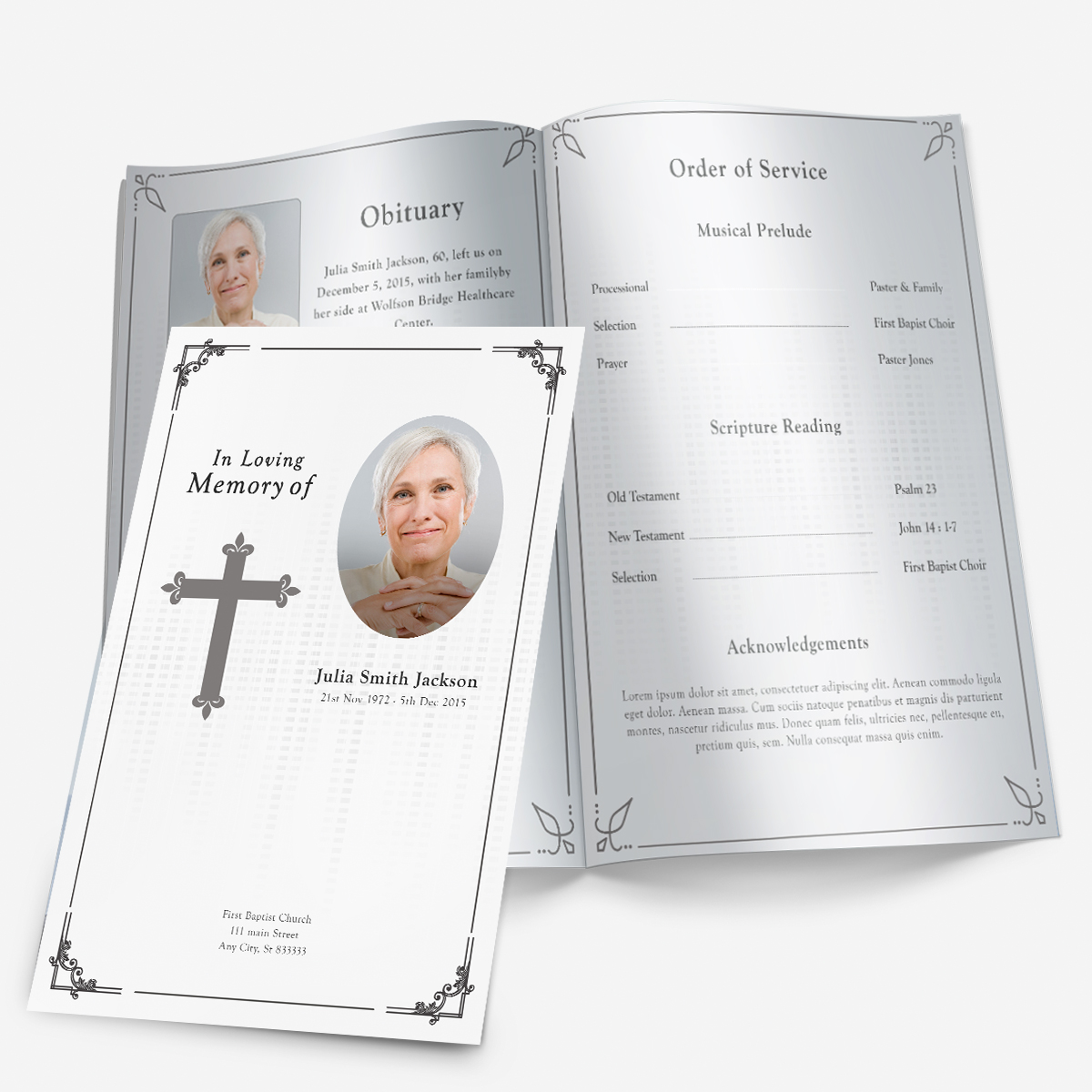 black & white memorial program template