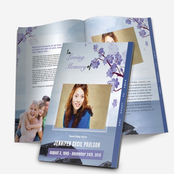 Floral funeral program for the service