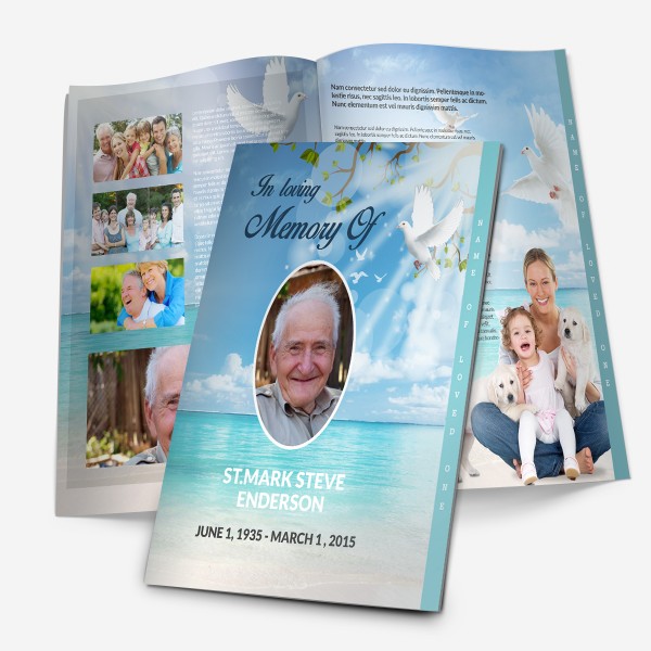 Dove funeral program template