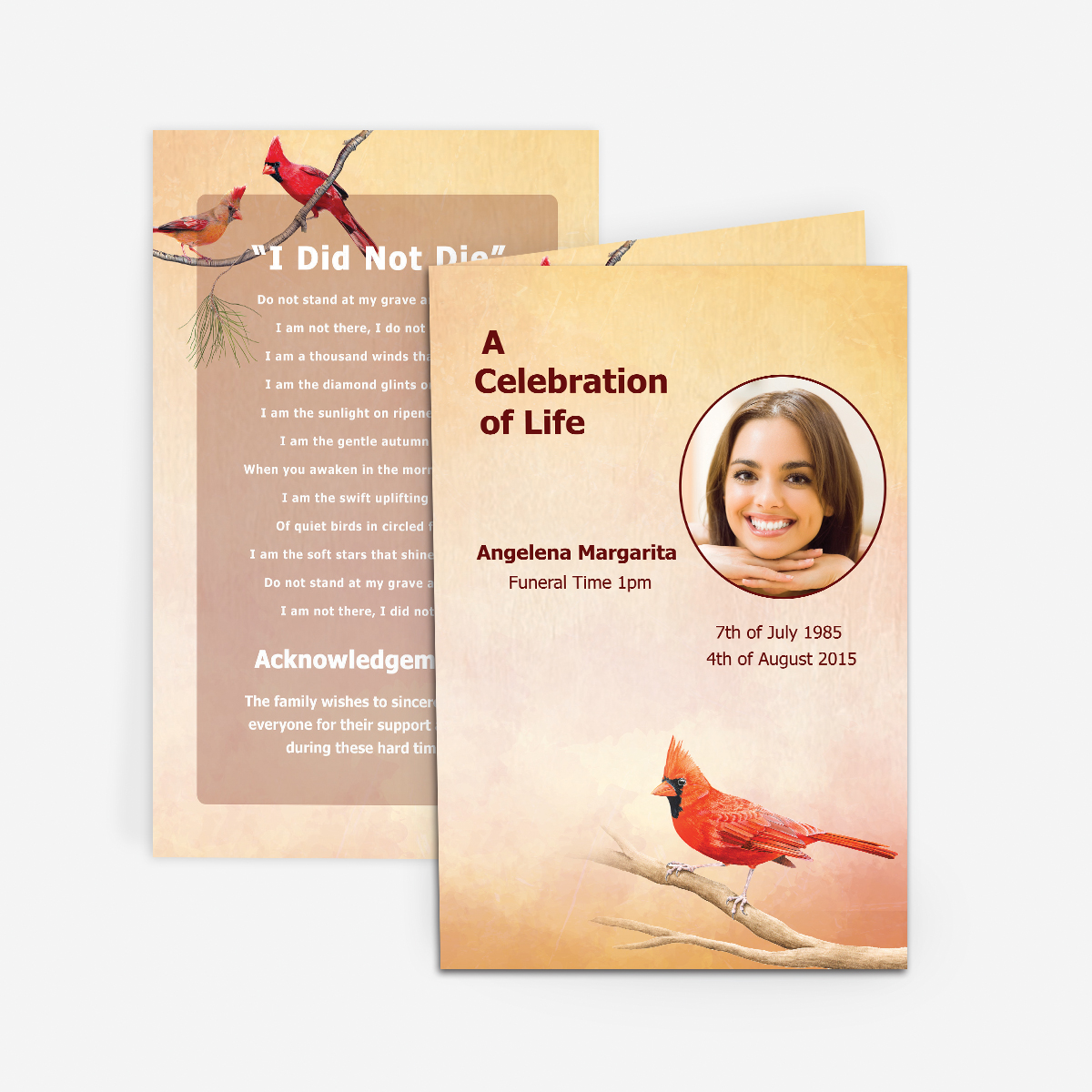 funeral invitation card