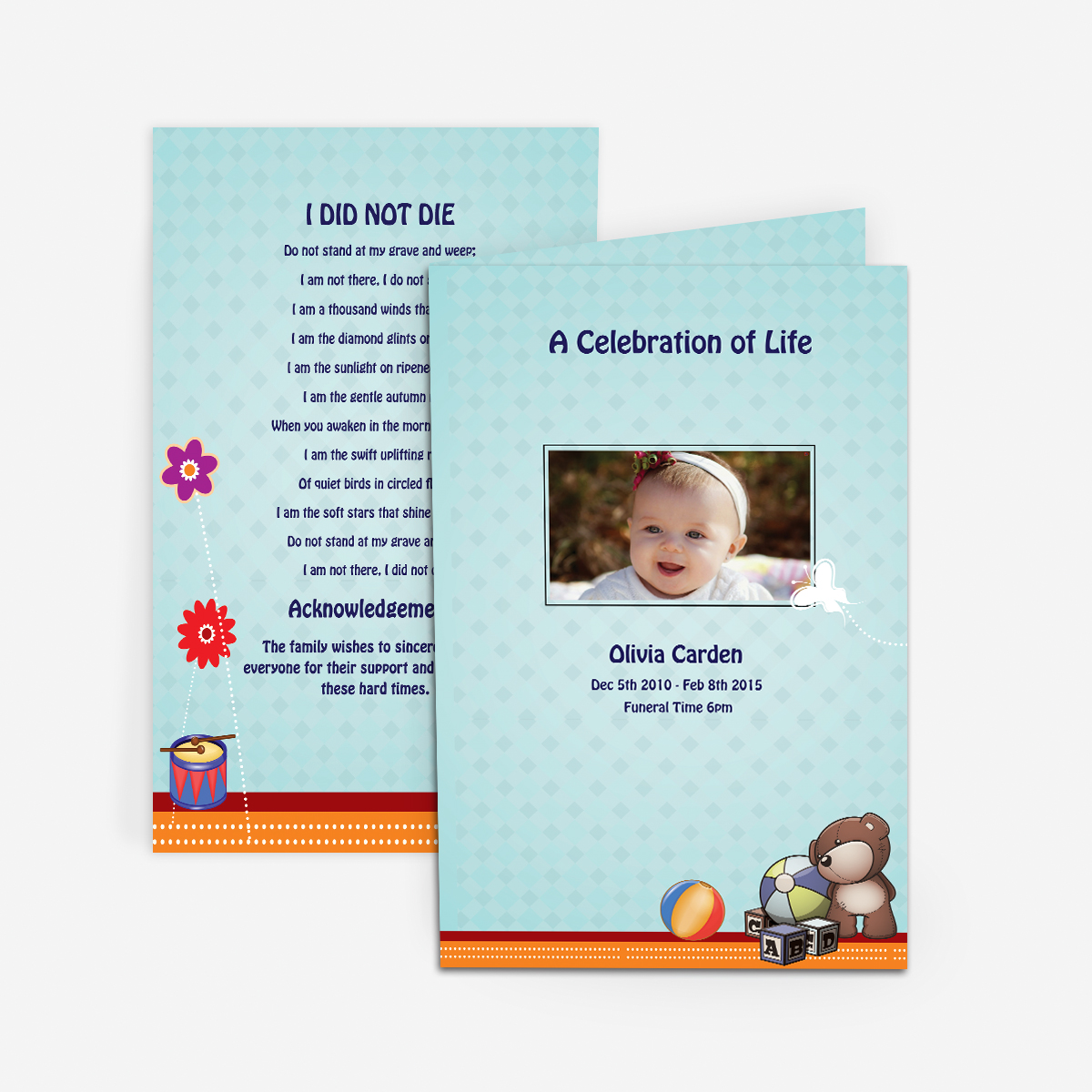 memorial card for baby